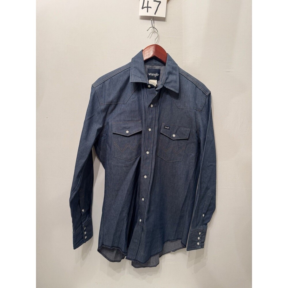 Wrangler Cowboy Cut Mens M Denim Western Shirt Blue Pearl Snap MS70119 Rodeo